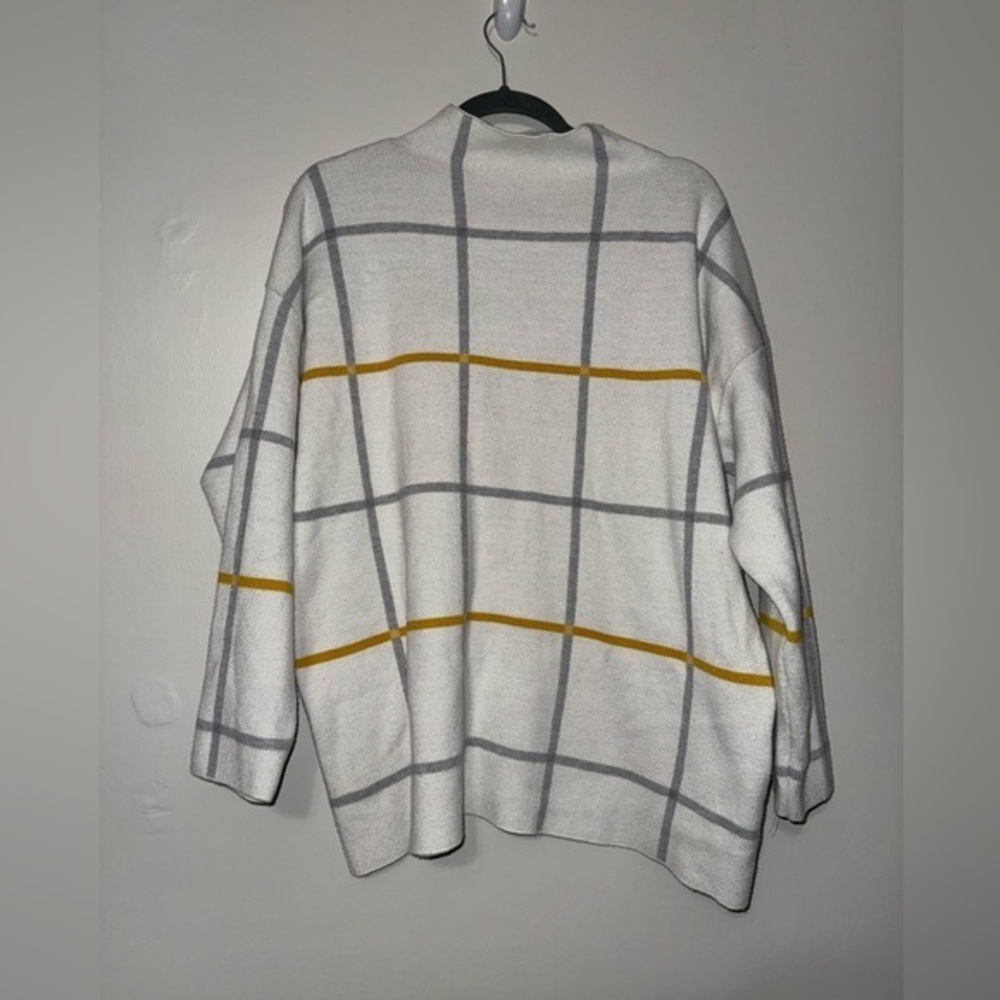 Tahari Checker Stripe Mock Neck Pullover Sweater 1X